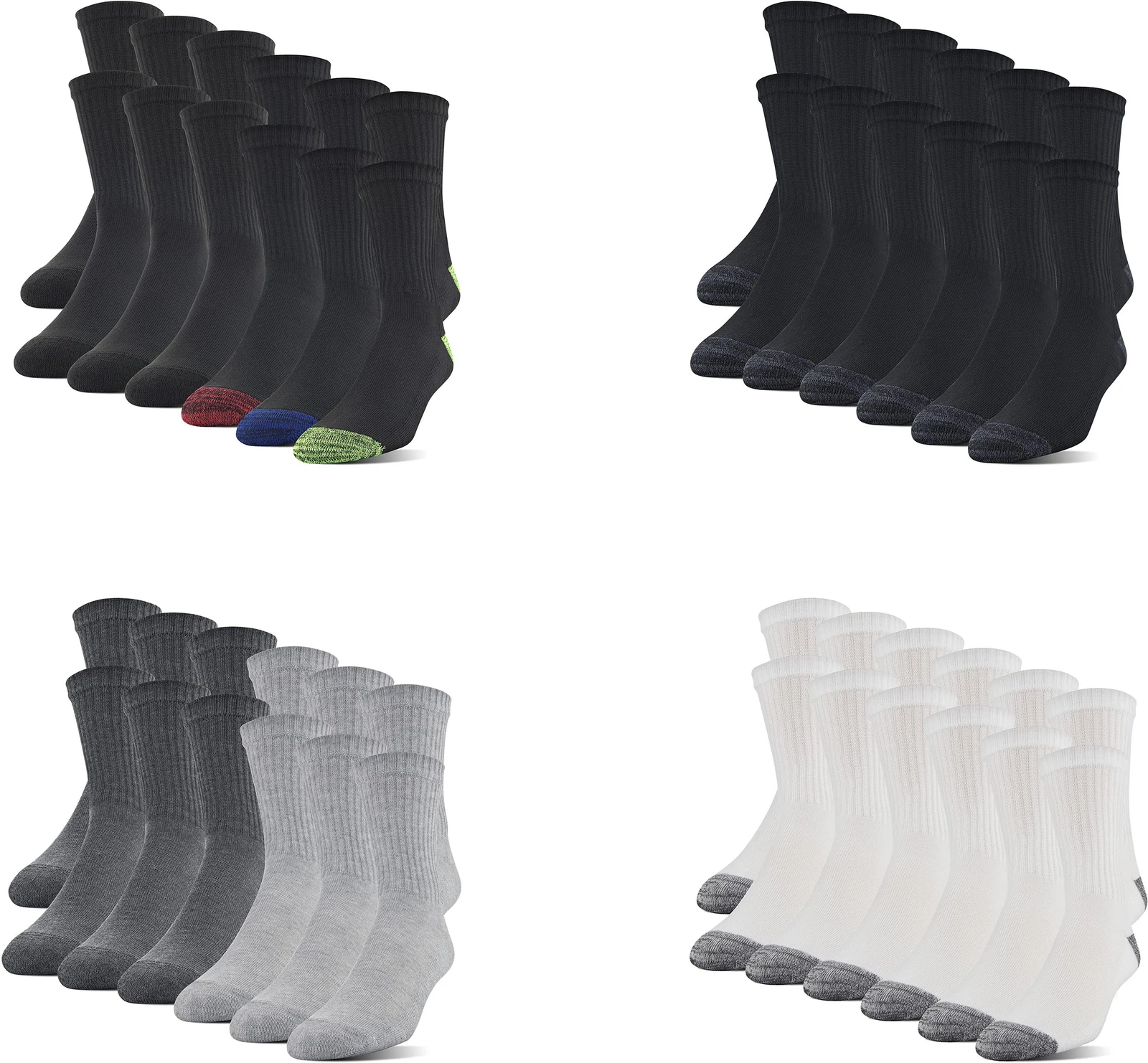 Gildan Men's Polyester Half Cushion Mid-Crew Socks (12 Pairs)