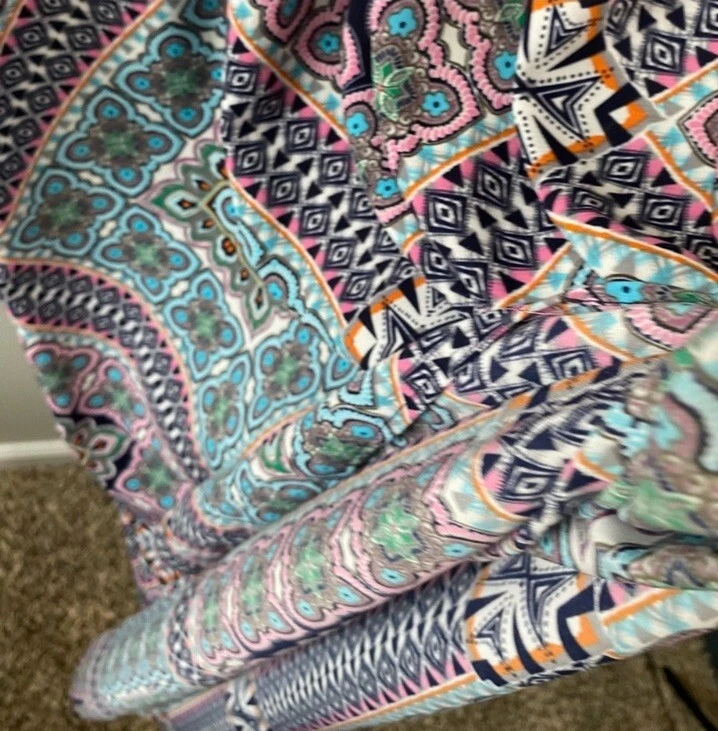 Maxi Vestido Gilli Boho Sin Mangas Escote Sobrepelliz Azul Estampado Para Mujer’s Grande Foto 4 de 4