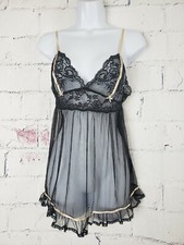 Victoria's Secret Black Sheer Lingerie Chemise Gown size XS Adjustable Straps