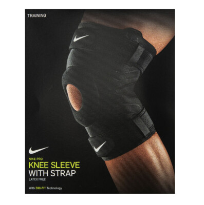 NIke Pro Open Strap Knee Sleeve Black Outdoor Sports Soccer
