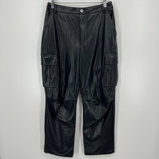 Seven 7 For All Mankind Faux Leather Cargo Pants Women's S Black Straight Leg