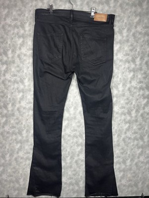 Flaneur Homme Flared Waxed Jeans Mens 38 Black SlimStraight Stretch