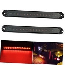 2PCS 10" 15 LED Red Trailer Light Bar for Park Stop Turn Red With Smoked