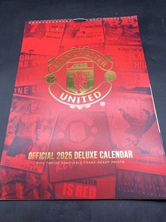 MANCHESTER UNITED Official 2025 Calendar with 12 Removeable Prints