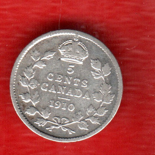 CANADA 5 CENTS 1910 SILVER