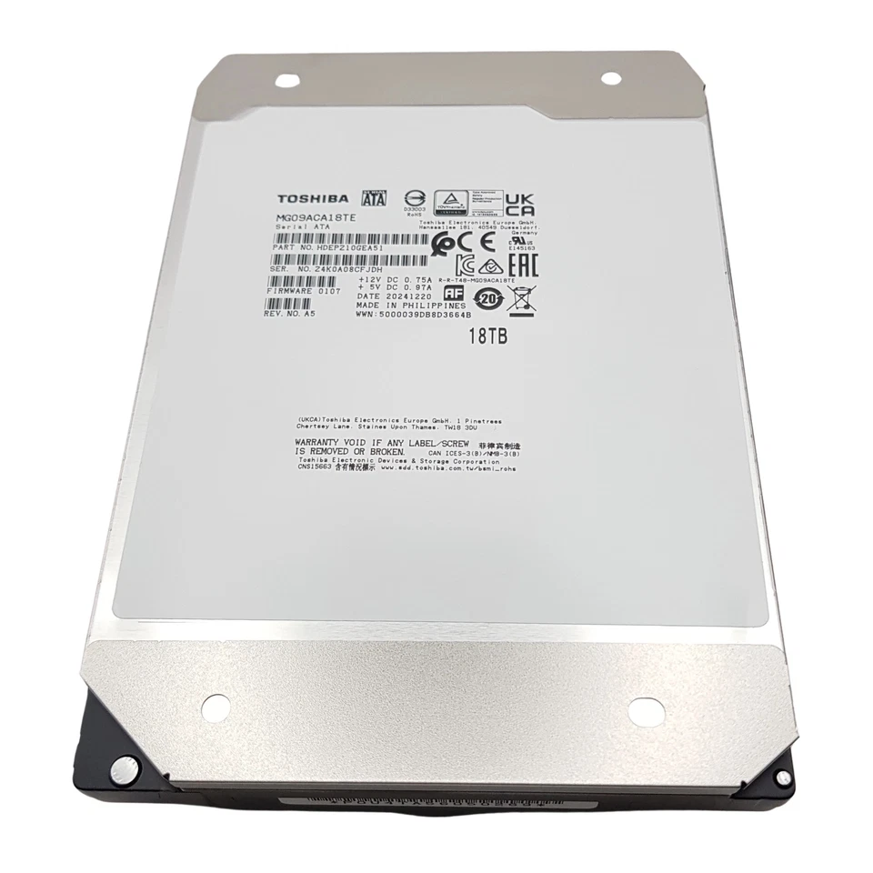 Toshiba (MG09ACA18TE) 18TB MG09 (LFF 3.5in) SATA-3 6G 7.2K 512MB HDD New - Image 3 of 3