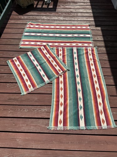 Vtg Ralph Lauren Bath Towel Set (3) 27” x 49” Southwest Design 100% Cotton