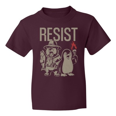 Resist Protest - Penguins and Bears Funny Youth Unisex T-shirt