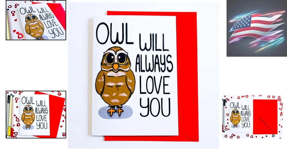 Eco-Friendly Greeting Card: Cute Owl Love Design for Birthdays & Anniversaries - Image 2 of 4