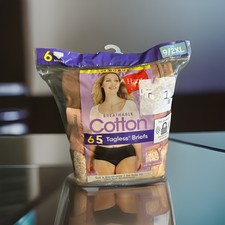 HANES BREATHABLE Tagless BRIEFS 6 Pack Cotton Panties Size 9 / 2XL NEW   