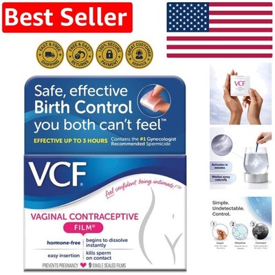 Hygienic Spermicide Films, 1 Box of 9, Hormone-Free & Easy-to-Use Contraception