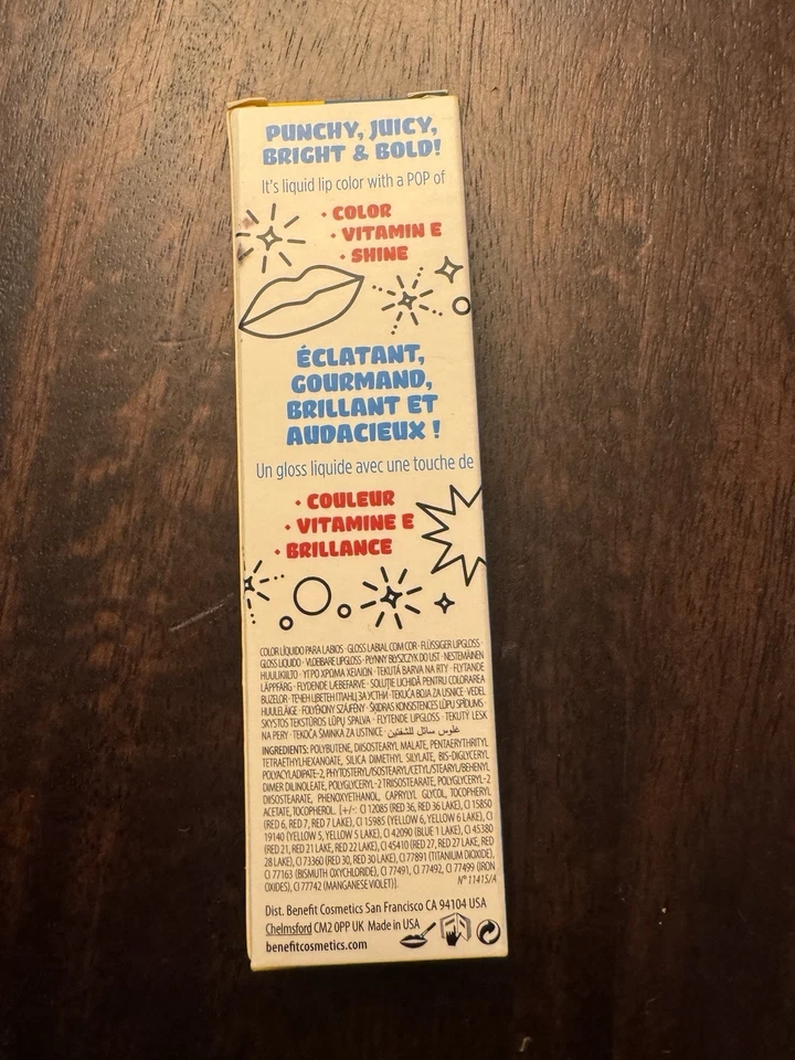 Benefit Punch Pop Liquid Lip Color Gloss Strawberry Shine Lip Tube 0.23 oz - Image 4 of 4
