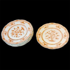 6 ASSIETTES PORCELAINE DE LIMOGES HAVILAND " ARBRE DE VIE " CORAIL Diamétre 22cm