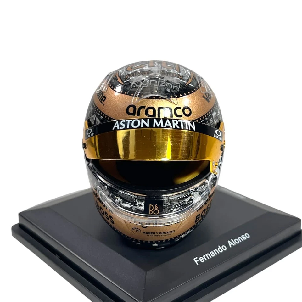 Mini Helmet Spark 1/5 Aston Martin Aramco F1 Team Fernando Alonso Mexican GP ... - Immagine 2 di 4