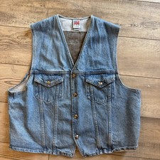 VTG NRA Denim Vest Western Embossed Mens XL Waistcoat Made in USA