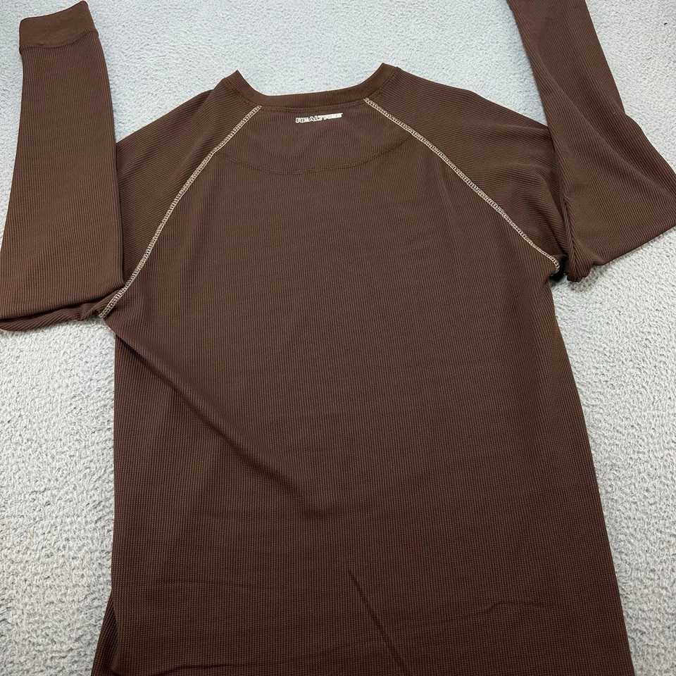 Realtree Shirt Mens Medium Brown Midweight Performance Thermal Top Waffle Print - Image 3 of 4