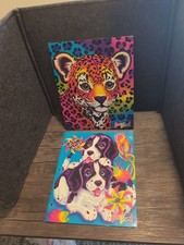 Vintage 90s Lisa Frank Hunter Leopard  Dog Fantastic World Two Pocket Folders
