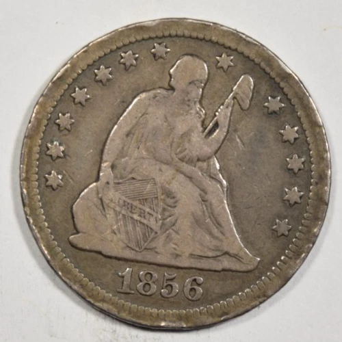 1856-O SEATED LIBERTY QUARTER ~ VERY LIGHT RIM BUMPS ~ BOLD VF!