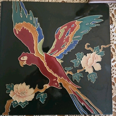 Parrot Large Decorative Ceramic Wall Art Tile 12  X 12  Handpainted 