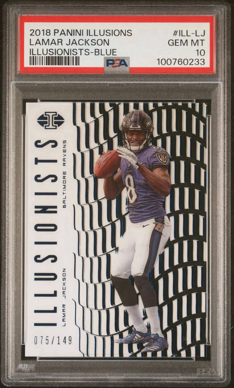 Lamar Jackson Panini Illusions Illusionists #ILLLJ Blue