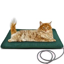 Outdoor Heated Pet Bed with Waterproof Cover,Pet M:19.7'' x 15.7'' Green