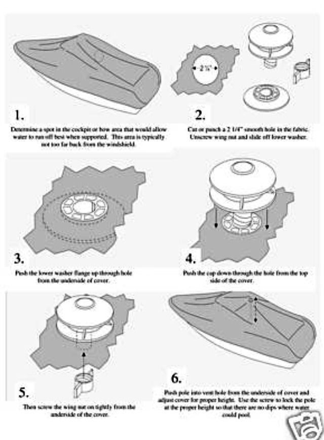 Boat Vent WHITE for Boat Cover Pooling Pole Top support FOR VENTILATION