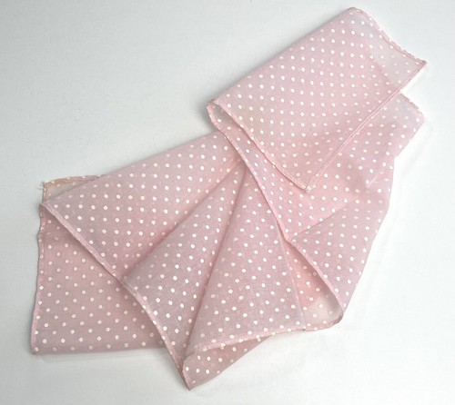 Vintage Chiffon Long Scarf Pale Pink White Dots