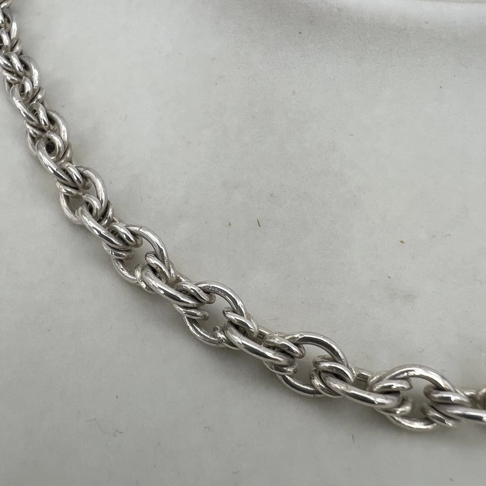 Collana da donna in argento 925 girocollo catena vintage collier a simil torchon - Immagine 3 di 4