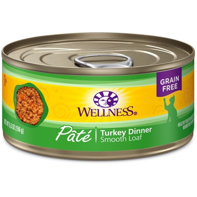 Wellness Complete Health Grain Free Canned Cat Food Turkey Dinner Pate 5.5 Ounce