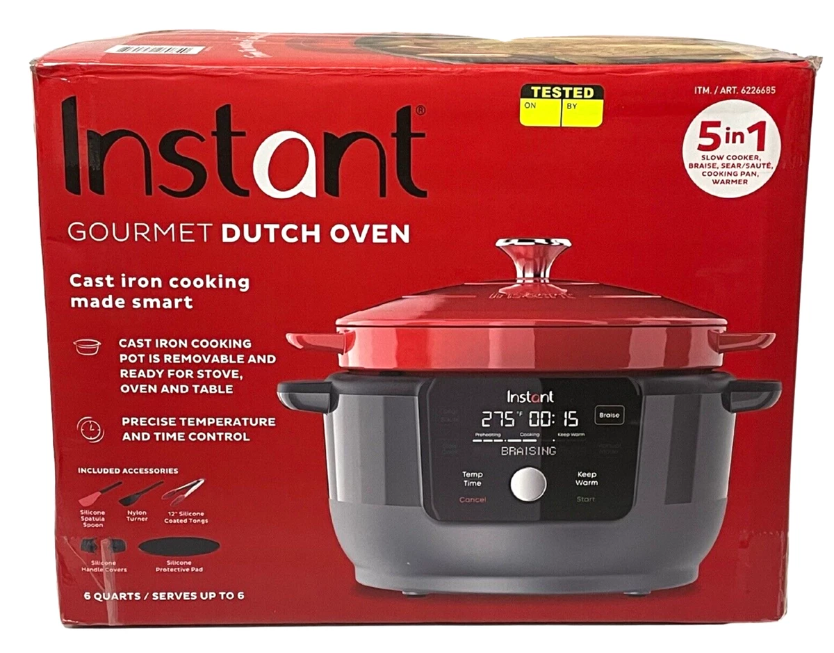 Instant Pot 6 Quart Gourmet Dutch Oven Cast Iron 5 in 1 Slow Cooker