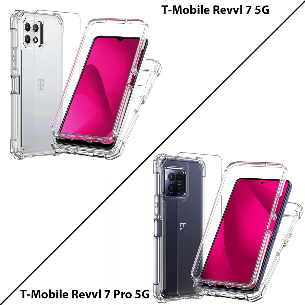 For T-Mobile Revvl 7/7 Pro 5G Phone Case Impact Heavy Duty Cover +Tempered  Glass