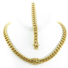 10mm Miami Cuban Link Bracelet 7'' & Chain 20'' 18k Gold Plated Stainless Steel