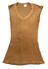 Vintage Early 1970s Sears Thin Sweater Vest Men's 38-40 Tight Fit V-neck Brown