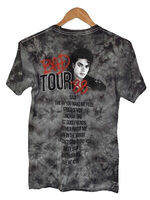 Michael Jackson 88 Bad Tour reprint T Shirt gray tie dyed crew