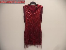 NWOT - Babeyond Women's Red Sequin  Fringe Flapper Dress, Size S