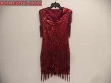 NWOT - Babeyond Women's Red Sequin & Fringe Flapper Dress, Size S