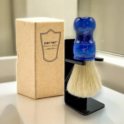 Parker Safety Razor 100% Premium Boar Bristle Shaving Brush - Large Blue Handle