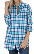 Lauren James Boyfriend Flannel Button Front Shirt ~ Multiple Colors & Sizes