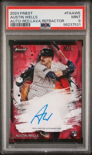 Austin Wells [Red Lava Refractor] #FA-AWE 2024 Topps Finest Autograph card