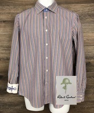 Robert Graham Men's Multi-Color Cotton Long Sleeve Shirt Flip Cuffs Med 15.5 39