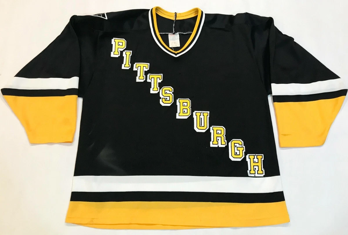 Vintage CCM Pittsburgh Penguins NHL Hockey Jersey Man L Black Canada Sewn blank