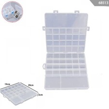 Boxer Scatola Portaminuteria 21 Scomparti 31x24x5 Cm – Organizer Con Divisori Regolabili In PP, Nero/Arancione/Trasparente