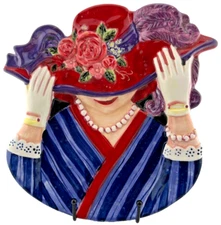 Red Hat Society Lady Platter Plate Susan Winget Ceramic Certified International