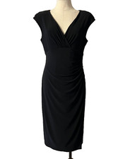 American Living Ralph Lauren Dress 12 Black Stretch Career Church Washable V