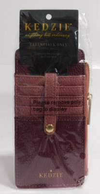 Kedzie Essentials Only Zippered Wallet in Vegan Leather NWT Wine / Red