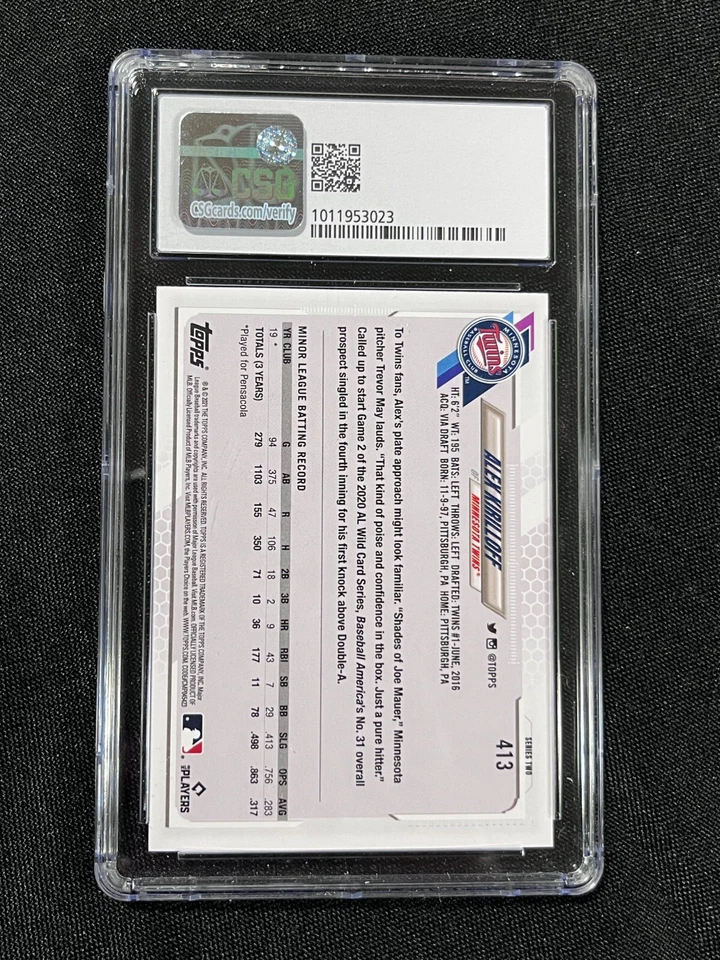 2021 Topps 70 Years Alex Kirilloff #413 Rookie RC Graded CSG 9 Mint AA 72523 - Image 2 of 2