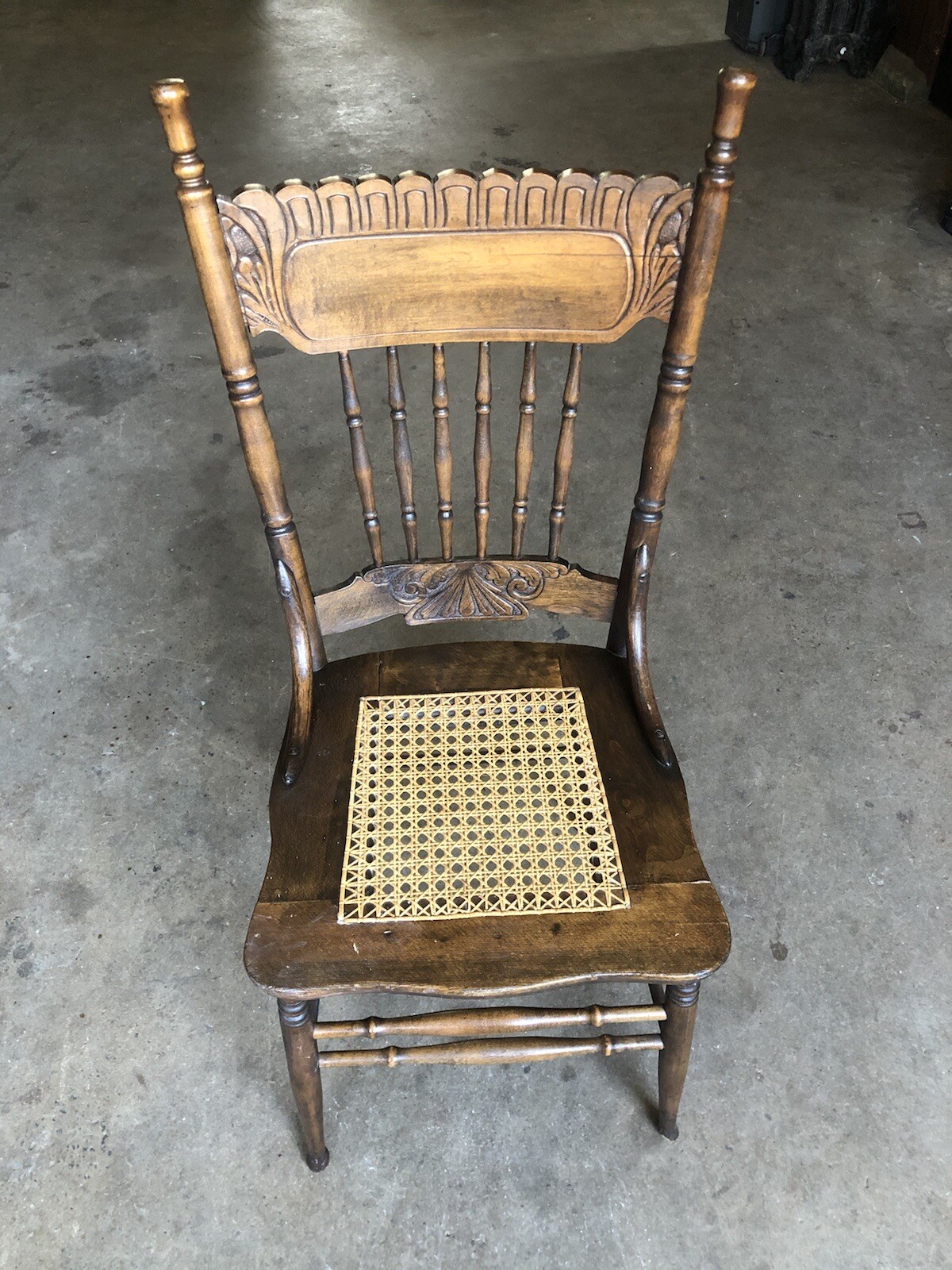 BEAUTIFUL Antique American Press Back Oak Dining Chair eBay