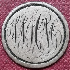 Love Token "W H M" on 1883 Seated Liberty Dime 10c #64482