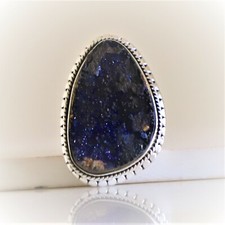 RAW AZURITE MALACHITE NATURAL GEMSTONE 925 STERLING SILVER HANDMADE JEWELRY RING