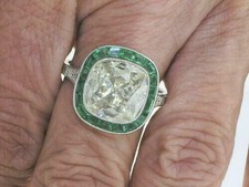 Simulated 4.55CT White Sapphire  Green Emerald Wedding Women Ring In 935 Silver